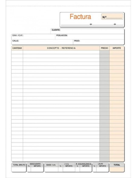 Paq 10 talonarios de facturas fº natural duplicado autocopiativo